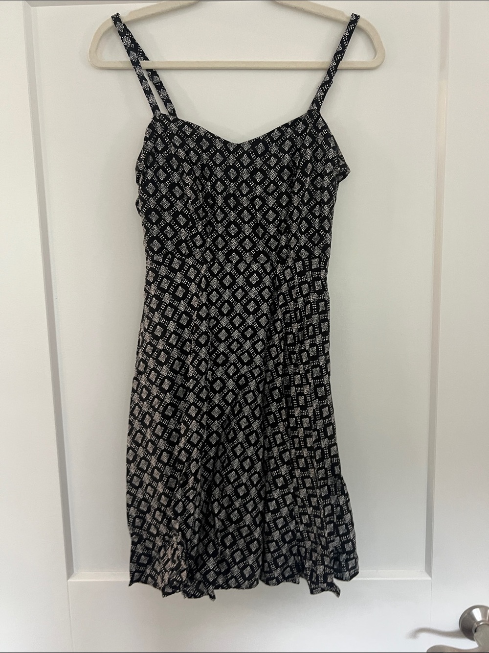 Old Navy Black & White Diamond-Print Mini Sundress